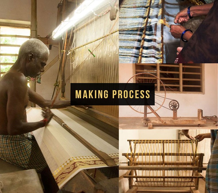 kasavu sarees making process